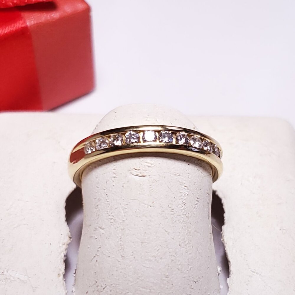 Estate .33ctw Natural Diamond SI2 H Channel 18Kt Y/G Anniversary 3.2mm Band22434